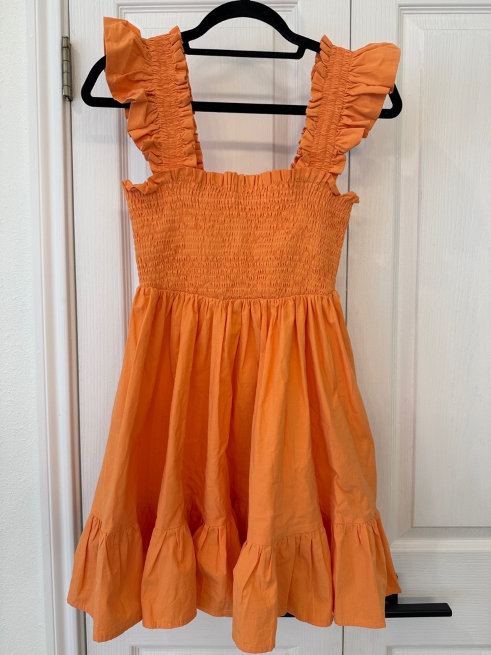 Showpo Orange Smocked Ruffle Strap Mini Dress Fit and Flare Size US 4
